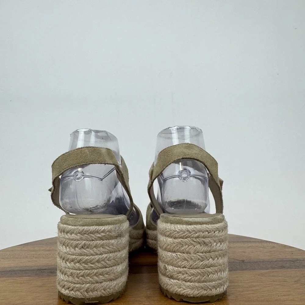 New Womens Eileen Fisher‎ Nessa Beige Espadrille Platform Wedge Sandals Size 11
